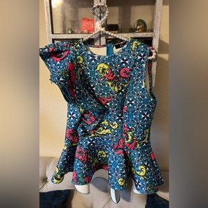 Women Peplum Turquoise Multi-Color Top; Size: Small; NWOT; Never worn